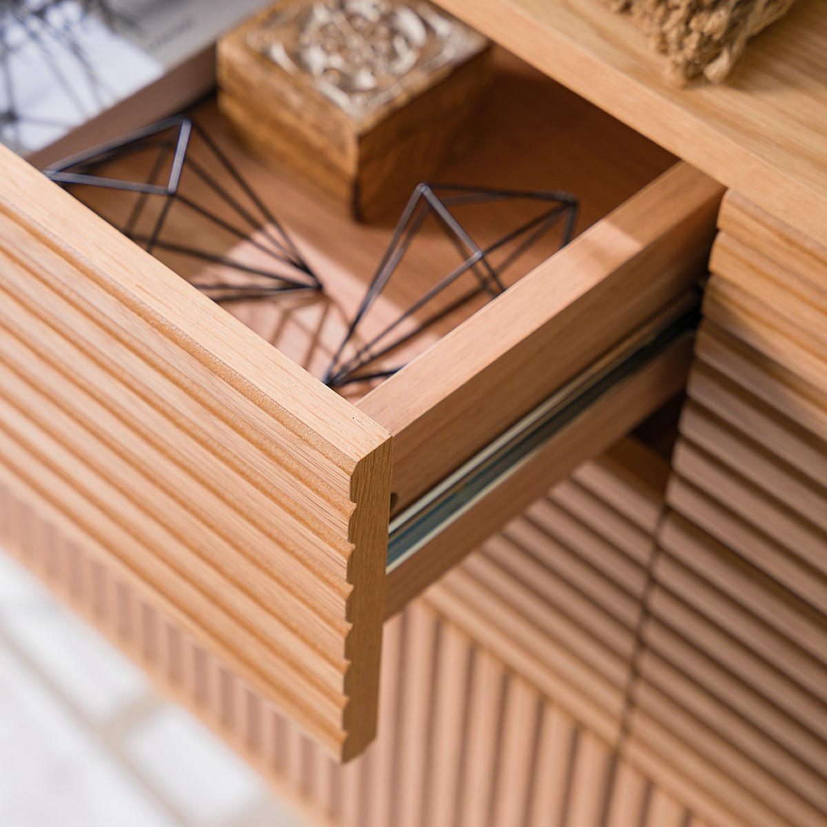 SIDEBOARD mit 6 Schubladen - Echtholzfurnier - Eichefarben/Schwarz, Holzwerkstoff (120/80/40cm) - home24