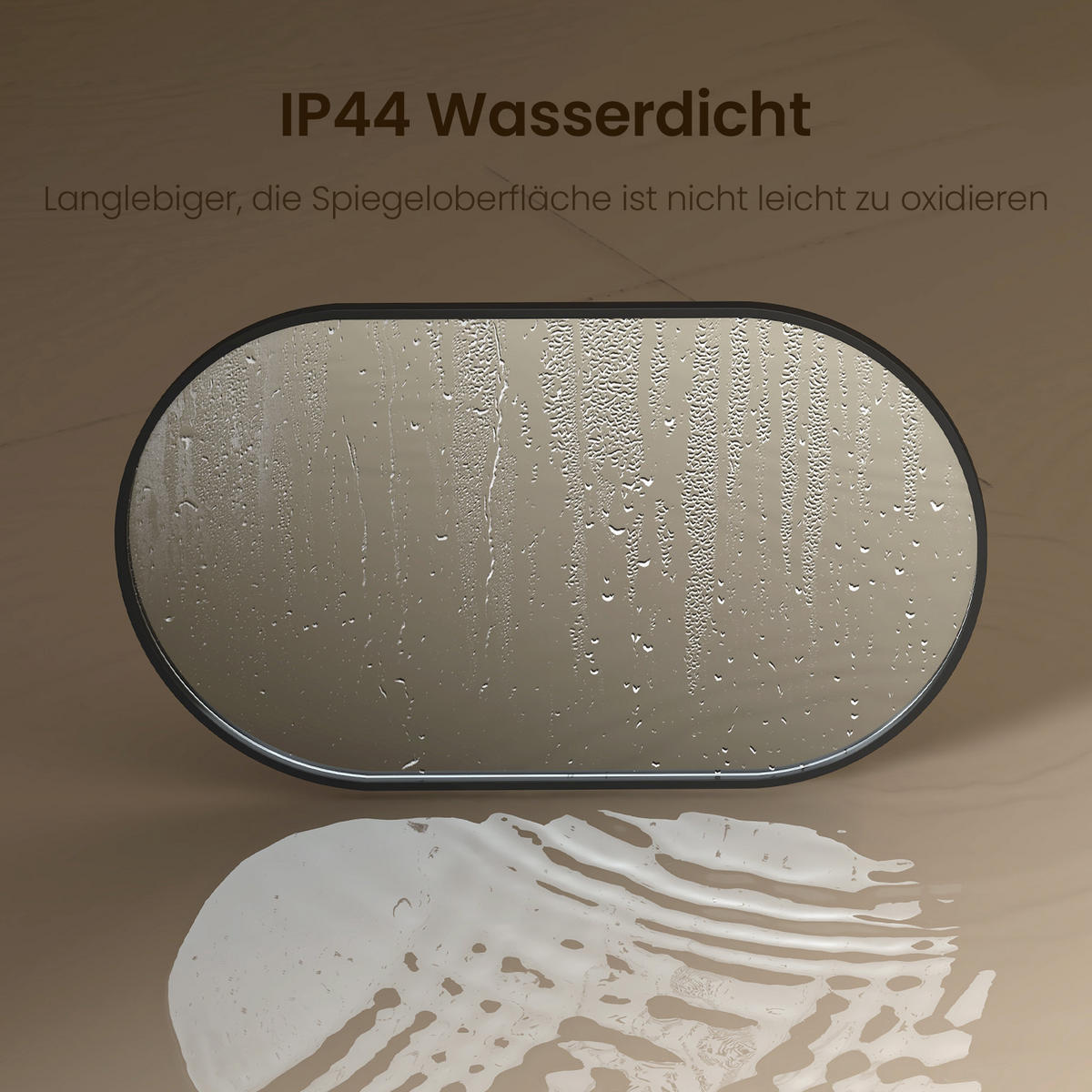 WANDSPIEGEL Umweltfreundlicher Glasspiegel Ovale Schwarz 70/50/2 cm - Schwarz, Glas/Metall (50/70/70cm) - EMKE