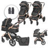KINDERWAGEN 2 in 1 Viola schwarz mit Adaptern, umbaubarer Sportsitz, bis 22 kg - Schwarz, Metall (96/59/112cm) - Lorelli