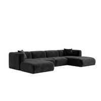 ECKSOFA U-Form, Velvet-Stoff Bluvel, Schwarz, GRETA - Schwarz, Holz (408/70/179cm) - Kaiser Möbel