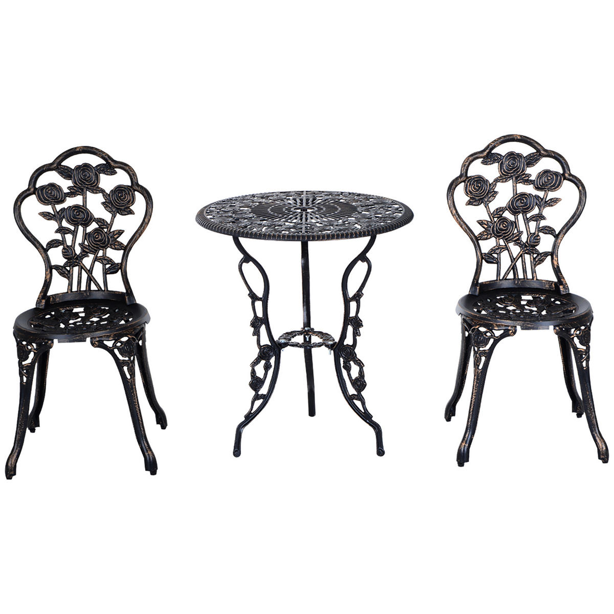 BISTROSET DE-07354 mit Gussrosenmuster und Schirmloch Bronze - Bronzefarben, Metall - ComfortXL