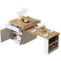 KÜCHENINSEL Ausziehbar mit Schubladen auf Rollen mit Stauraum für Küche und Essbereich Weiß 120 bis 184 cm - Weiß, Holzwerkstoff/Metall (184/94/70cm) - EVRYAE