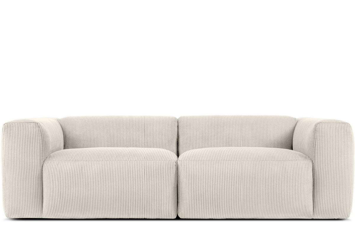2,5-SITZER-MODULSOFA BUFFO mit extrem weicher und bequemer Sitzfläche, Kordstoff, cremefarben - Creme, Textil (250/73/96cm) - KONSIMO®