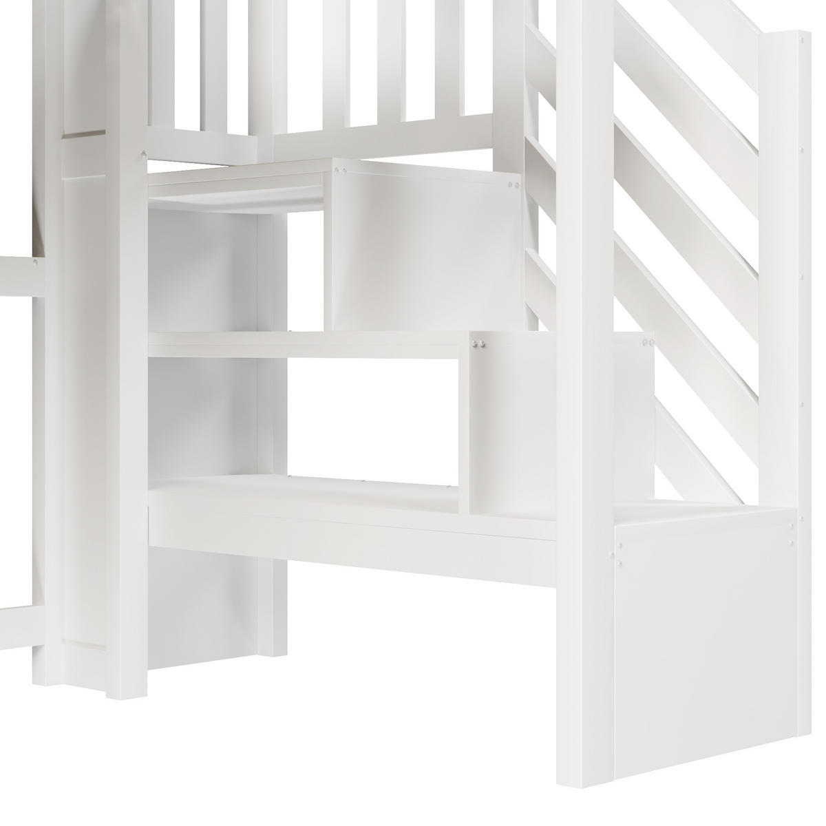 HOCHBETT 90/200 cm DE-33119 mit LED und Stauraumtreppe Weiß - Weiß, Holzwerkstoff (90/200cm) - ComfortXL
