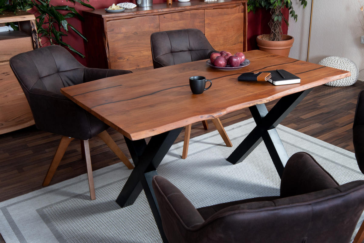 ESSTISCH POLLY - Schwarz/Braun, Holz/Metall (80/140/77cm) - SAM