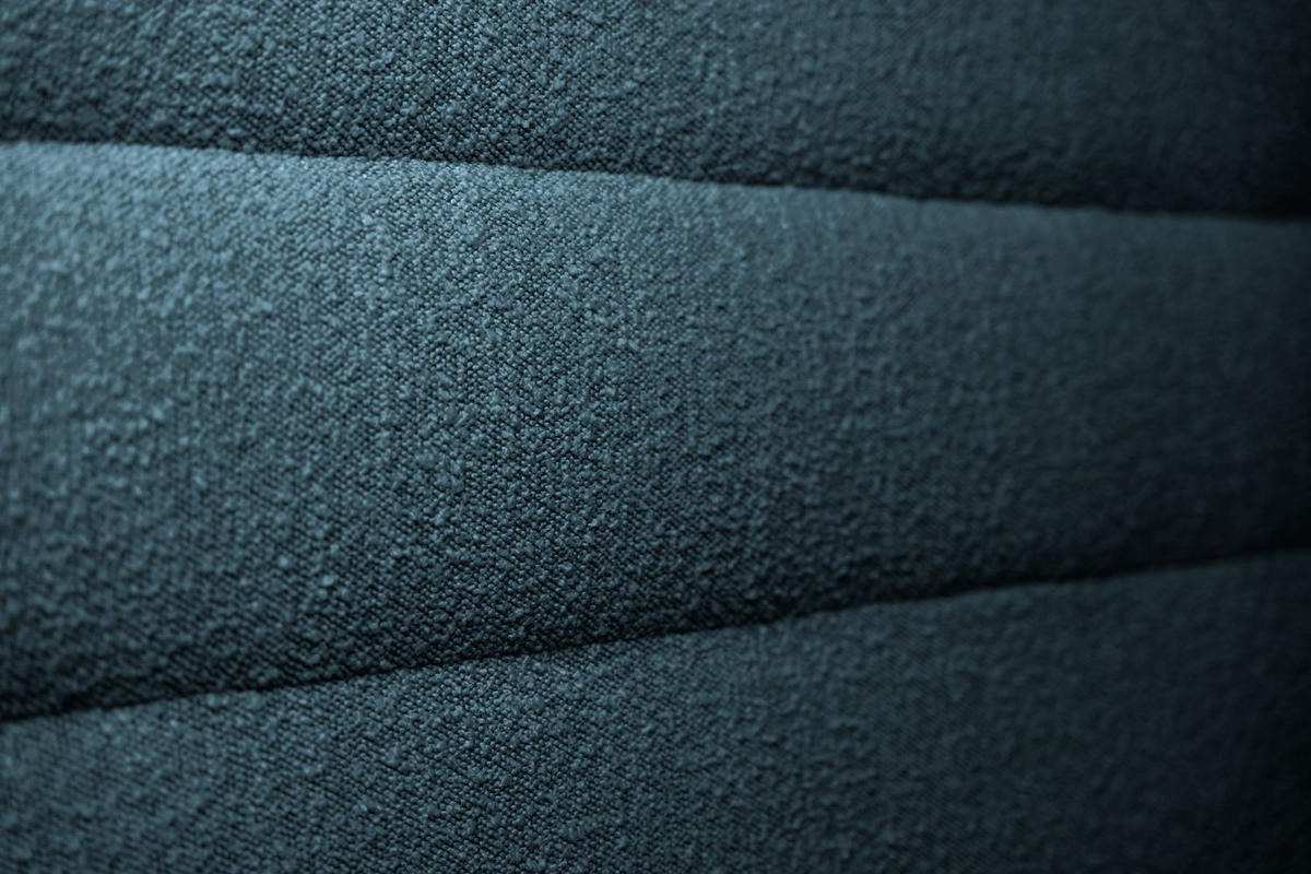 KOPFTEIL Modell Linien – Blauer Bouclé-Stoff 200 cm - Blau/Beige, Holz (200/120/10cm) - Sommeil de Plomb