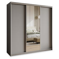 SCHWEBETÜRENSCHRANK TAVI 200/205/60 cm 3-türig mit Spiegel Graphitfarben - Graphitfarben, Holzwerkstoff (200/205/60cm) - MASSENO