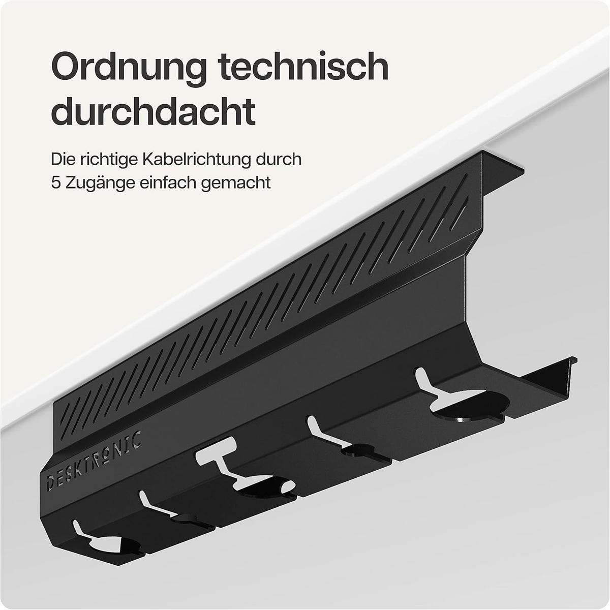 KABELKANAL Schreibtisch Schwarz, 2x43cm, Hochwertiger Stahl - Schwarz, Metall (43/12/10cm) - Desktronic