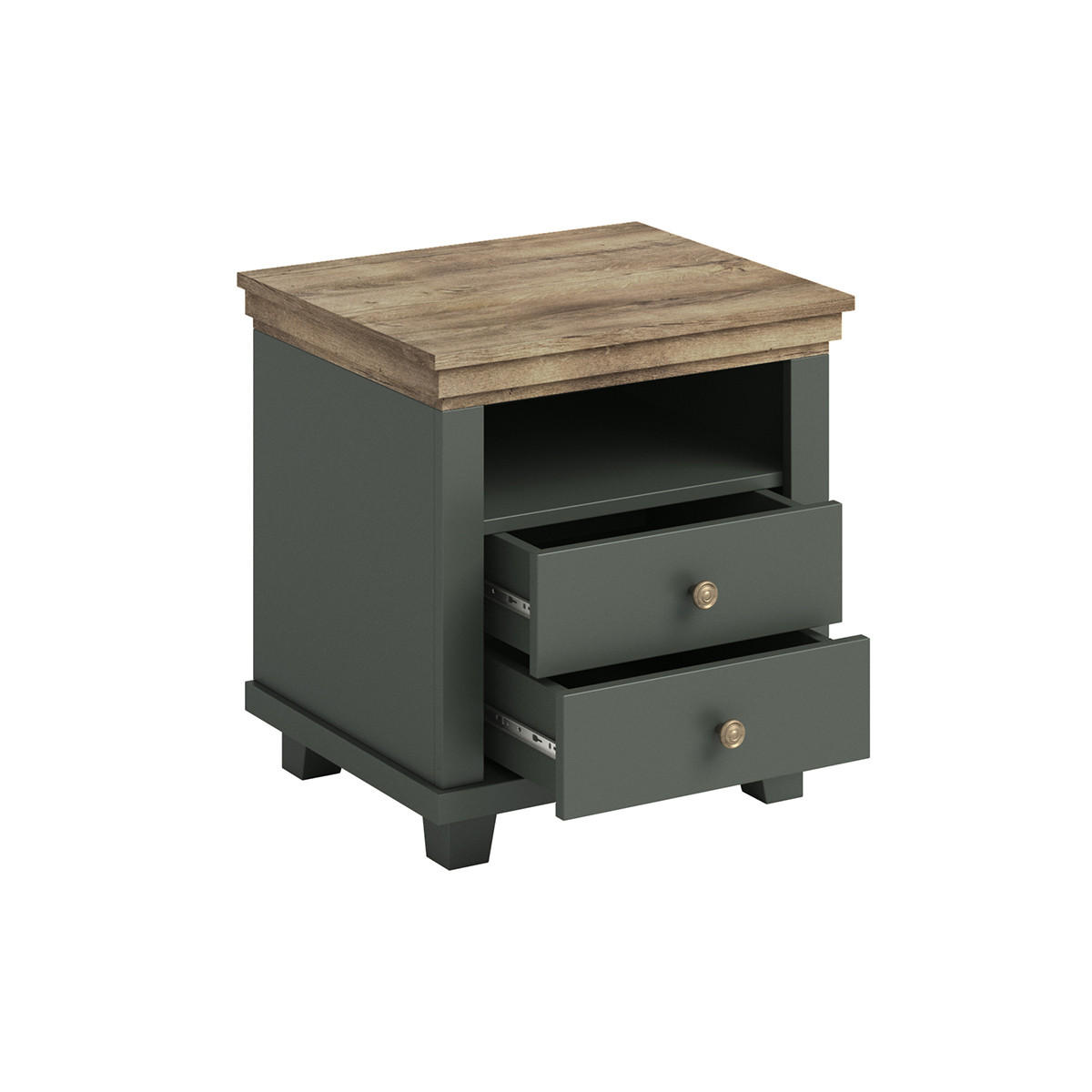 NOČNÍ STOLEK Martin Zelená a dřevo - zelená barva, kompozitní dřevo (52/54.2/42cm) - Petits-meubles