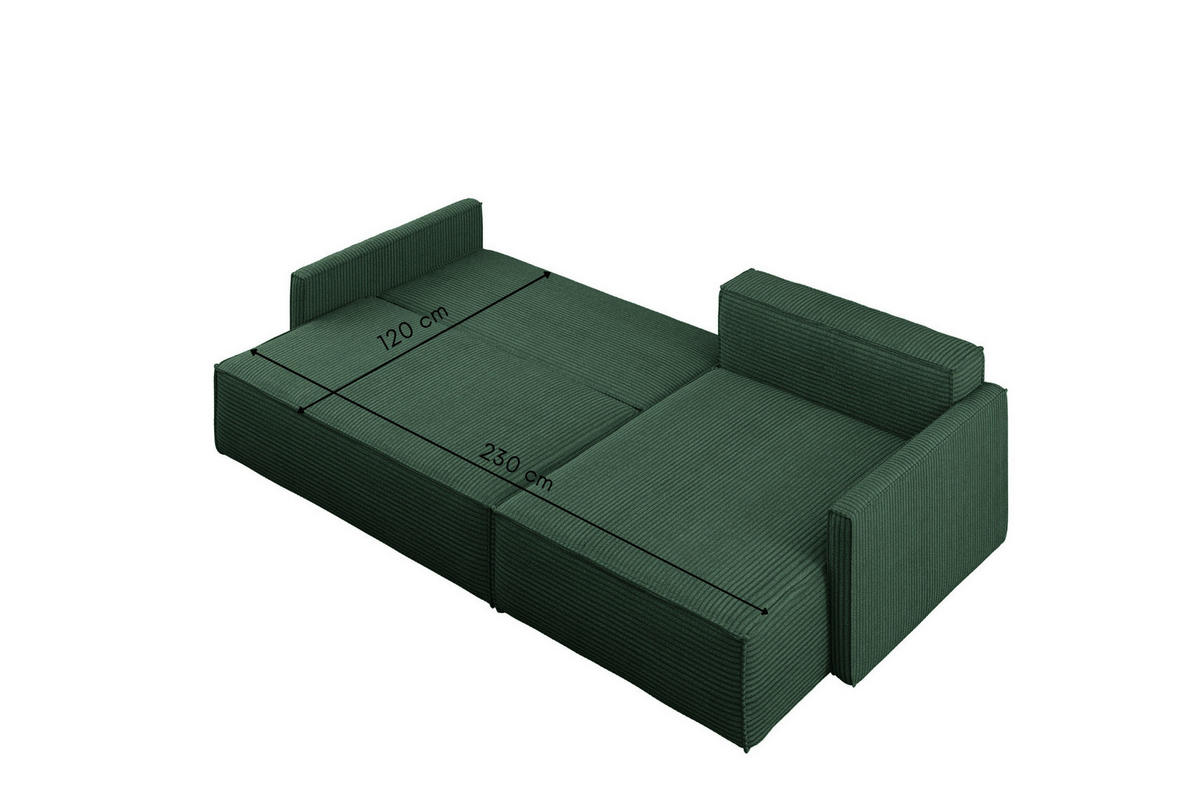 SCHLAFSOFA Carlos, Ecksofa L-Form mit schlaffunktion und bettkasten Stoff Poso Grün Rechts - Grün, Holz (250/83/142cm) - Kaiser Möbel