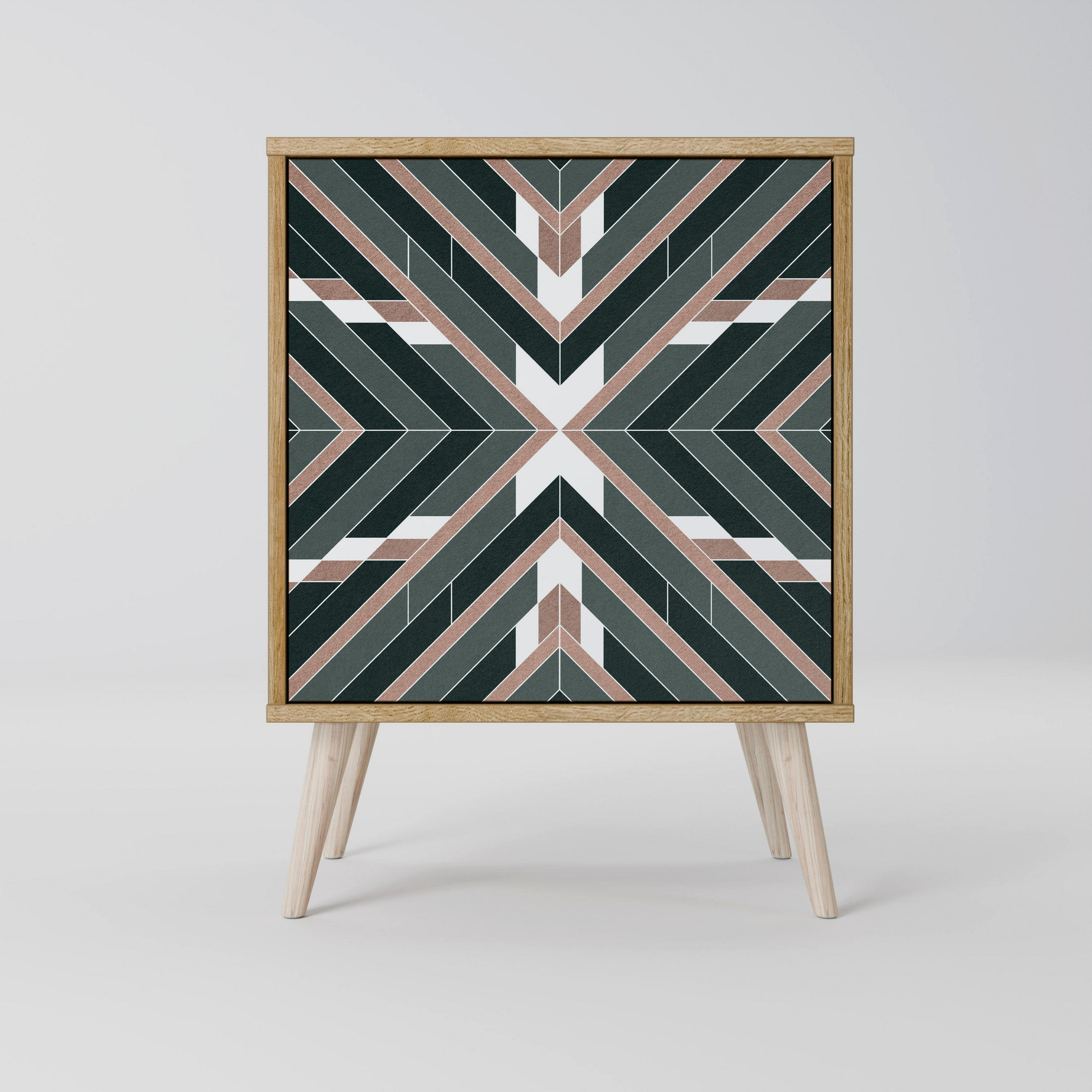 SIDEBOARD DIMENSION DELIGHTS, Eichefarben, 57,5x42x77,5 cm, Schräge Buchenholzfüße - Eichefarben/Buchefarben, Holzwerkstoff/Buchenholz (57.5/77.5/42cm) - SpaceRebels