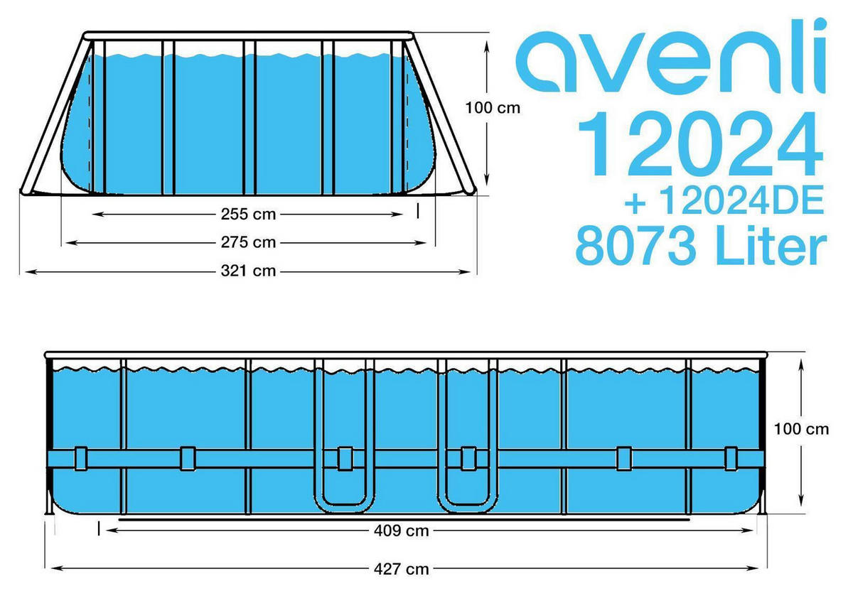 POOL Aufstellpool Framepool oval 427 x 275 x 100 cm braun ohne Filterpumpe - Braun, Kunststoff/Metall (275/100/427cm) - Avenli
