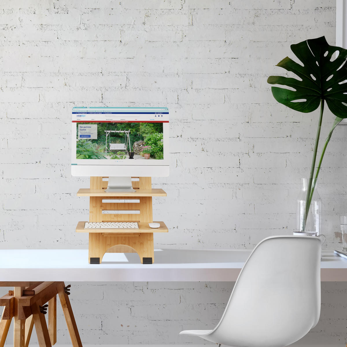 STEHSCHREIBTISCH-AUFSATZ - Hellbraun, Holz (61/47/61cm) - Relaxdays