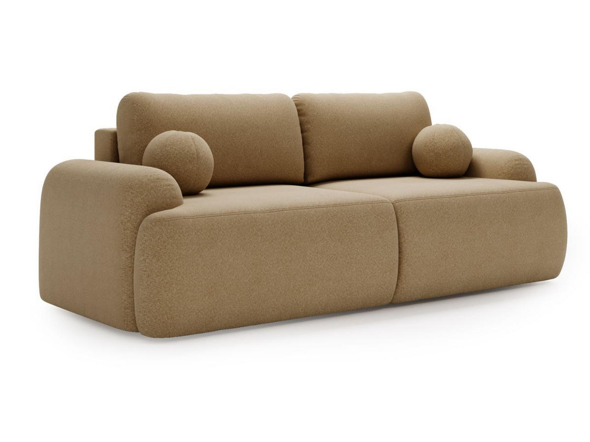 SOFA 260/106/81 Aurio Bouclé-Stoff Hellbraun - Hellbraun, Kunststoff/Textil (260/81/106cm) - Graingold