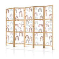 PARAVENT Japanischer 5-tlg 225x172 cm Regenb gen Wolken - Multicolor, Holz/Textil (225/172/3cm) - Muralo