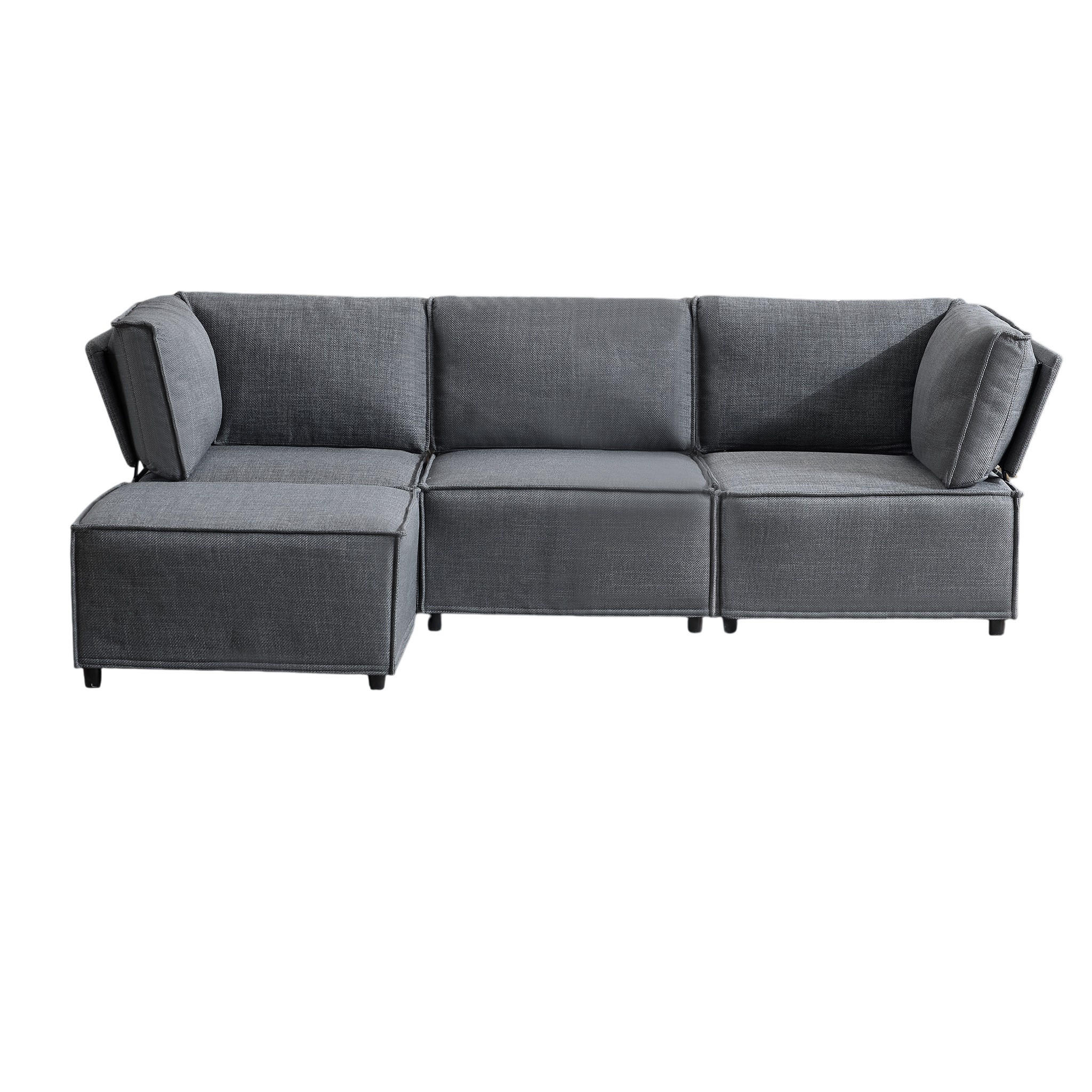 SOFAGARNITUR modular Dunkelgrau - Dunkelgrau, Holz (154/238cm) - Meubliv