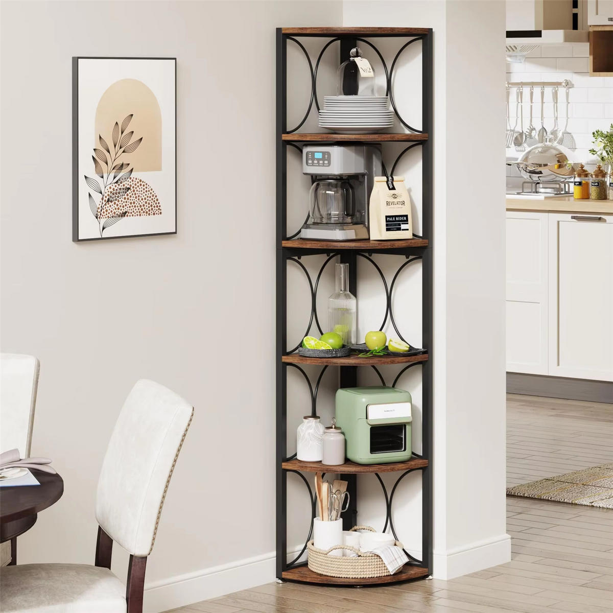 ECKREGAL 6 Ebenen Bücherregal im Landhausstil - Braun, Metall (32/170/32cm) - Kaket
