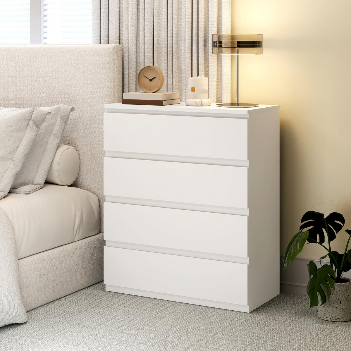 KOMMODE Weiß 80/39/95 cm - Weiß, Holzwerkstoff (80/95/39cm) - PANGIVO