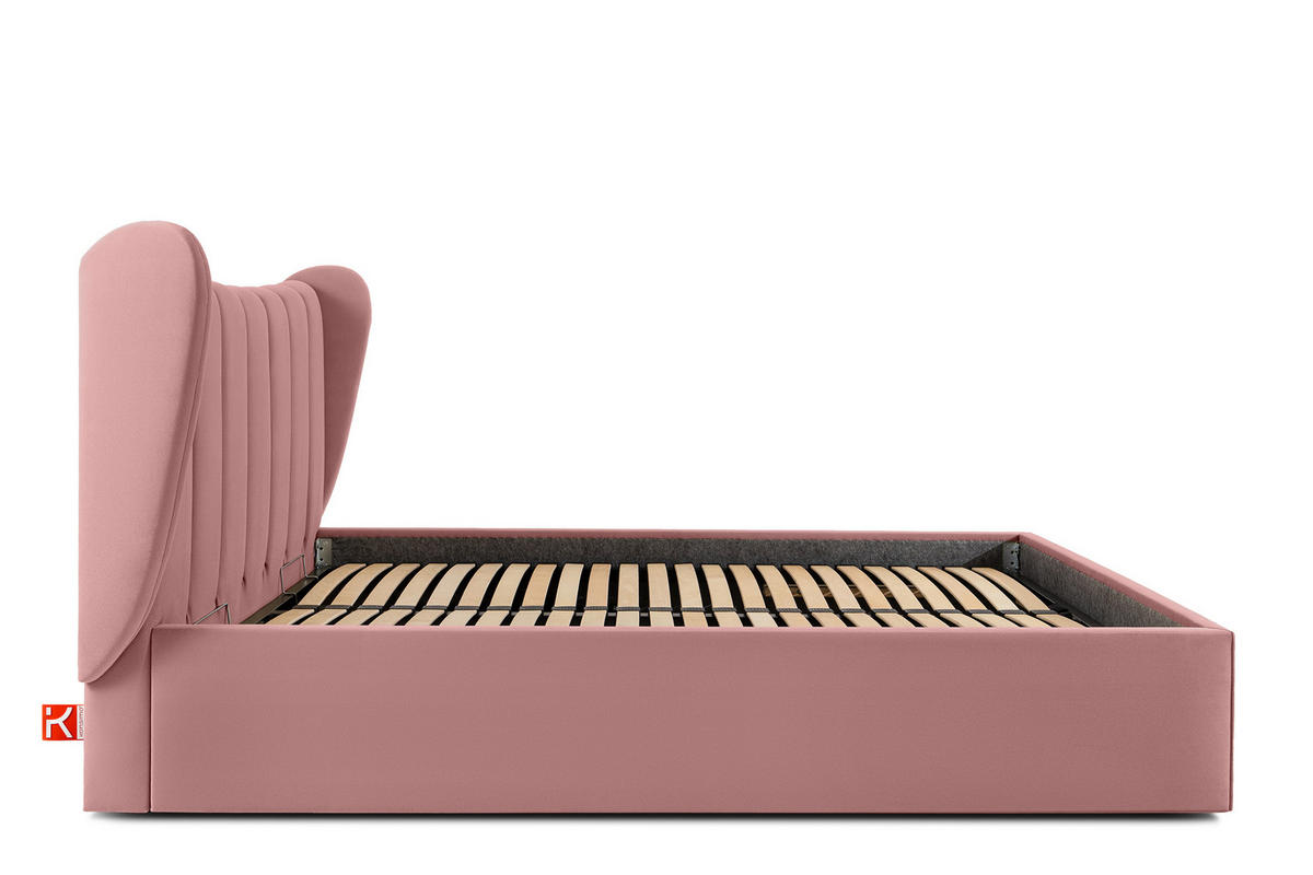 POLSTERBETT GIZO, Muschel-Design - Pink/Schwarz, Holz/Holzwerkstoff (202/204cm) - KONSIMO®