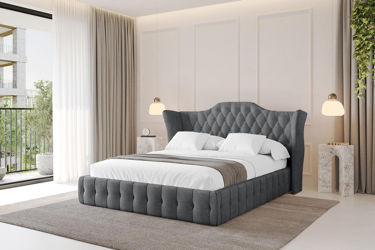 POLSTERBETT mit Bettkasten und Lattenrost, Bett mit Matratze H3/H4 - MODY 120x200 Dunkelgrau - Anthrazit, Holzwerkstoff/Textil (120/200cm) - ALTDECOR