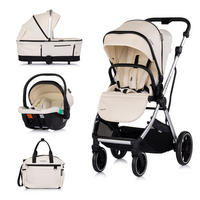 KOMBIKINDERWAGEN Aurora 3 in 1 beige EVA-Material, Aluminium, 3-Punkt-Gurt, Babywanne, Babyschale - Beige, Metall (84/57/112cm) - Chipolino