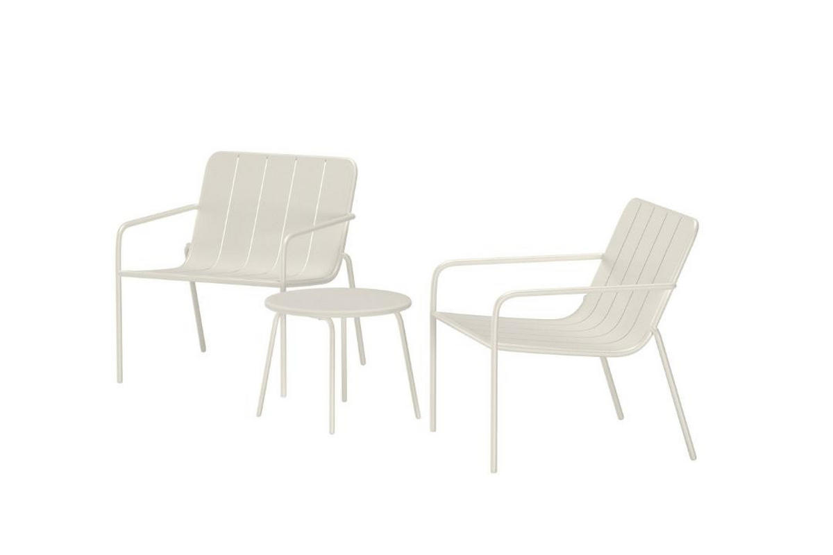 LOUNGE-SET, Minos, Tisch Beige, Stahl, 50 x 50 x 40 cm, 3-teilig - Beige, Metall - ebuy24