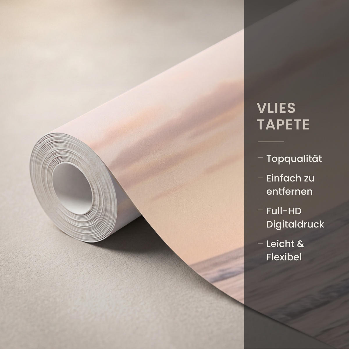TAPETE - Strand - Brandung - Wolken - 140x200 cm - Hellrosa, Papier (140/200cm) - OnlyWow