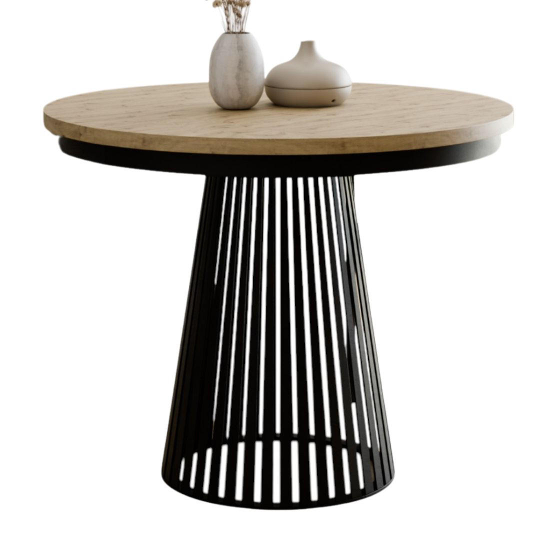 ESSTISCH mit Rillenstruktur DAST Eiche artisan/Schwarz - Eiche Artisan, Holzwerkstoff (100/100/77cm) - Compleo24