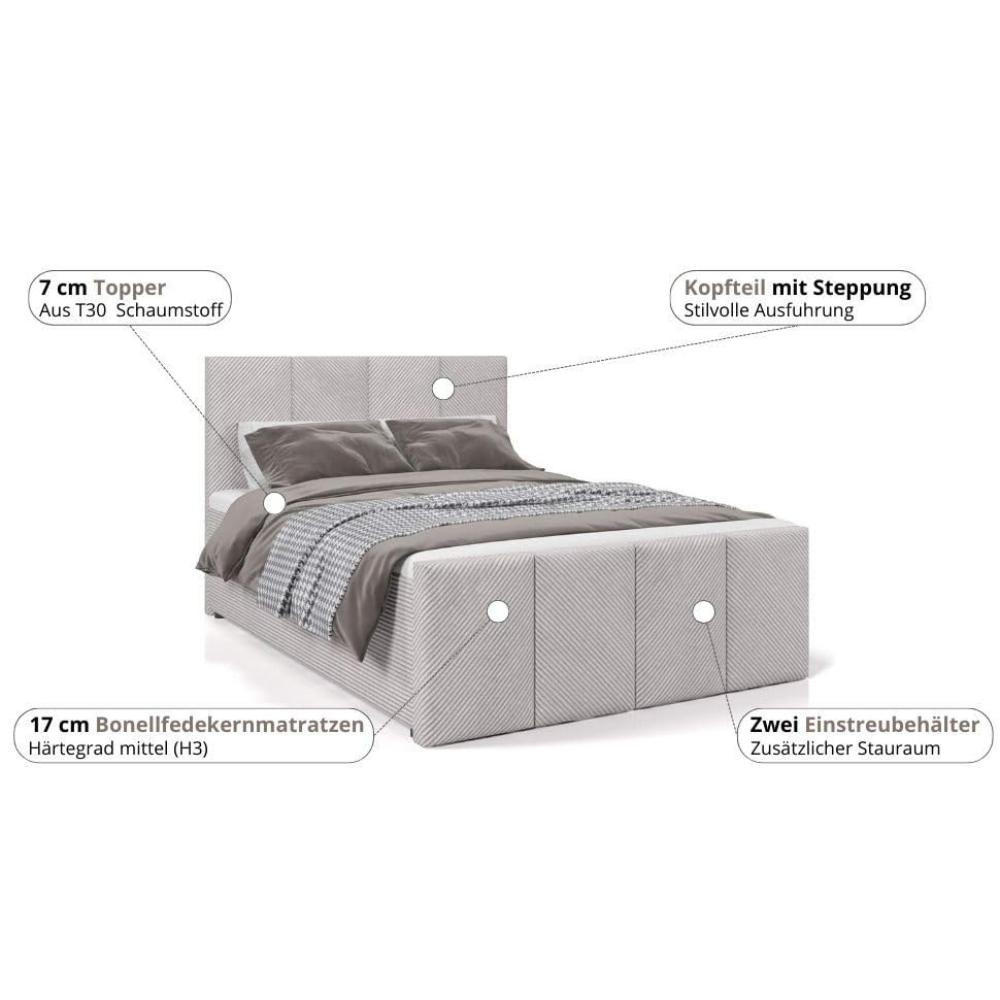 BOXBETT Milano Bonellfederkern inkl. 7-Zonen Topper T-30 - BOXBETT mit Bettkasten - Rosa, Holz/Holzwerkstoff (200/200cm) - Best For Home