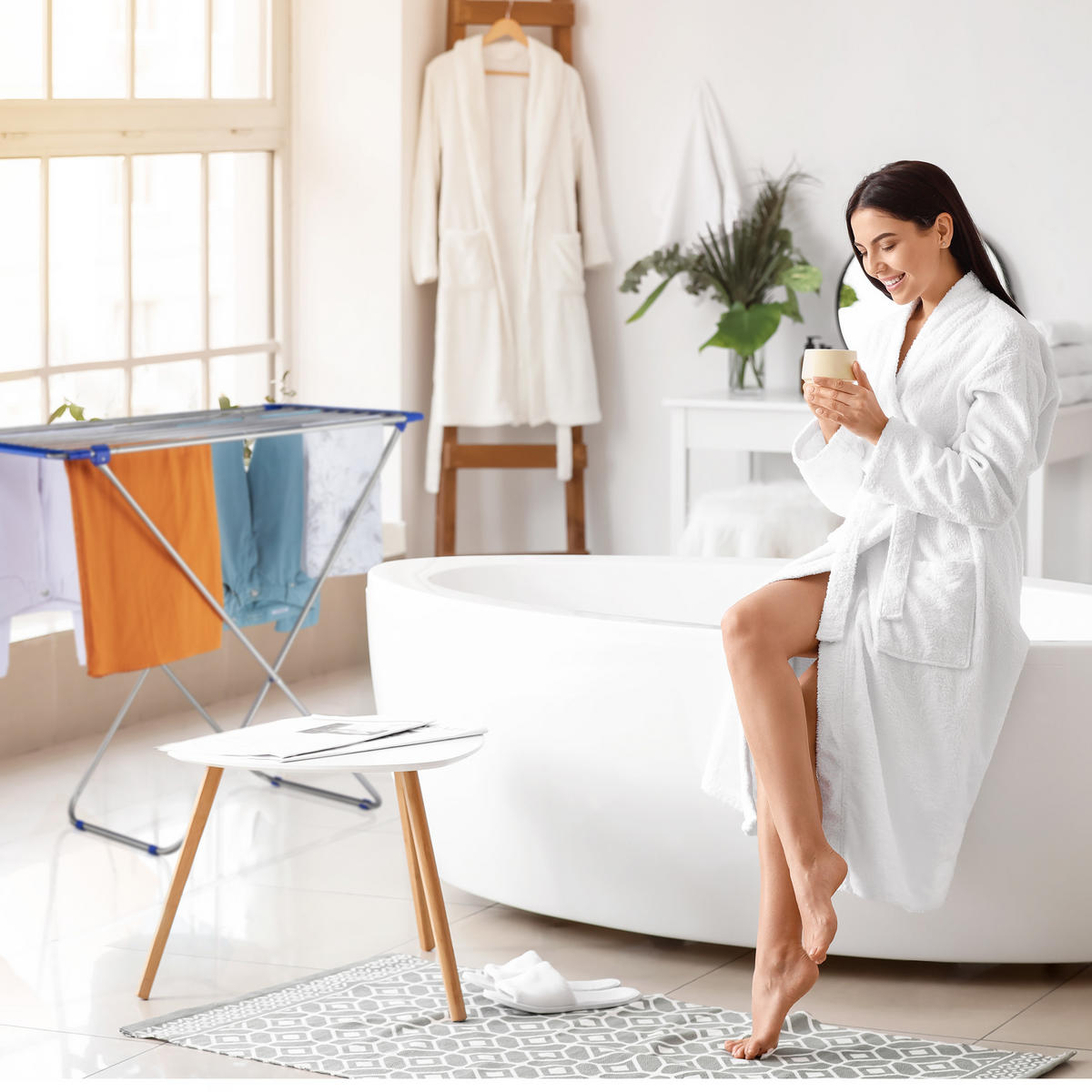 VÝSUVNÝ sušiak - strieborná, kov/plast (176/97/55cm) - Relaxdays