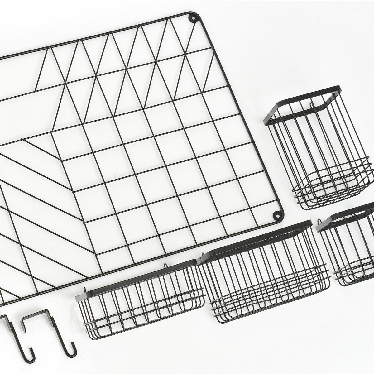 KÜCHENORGANIZER zum Aufhängen an der Tür+5 Körbe 46/12/60 cm - Schwarz, Metall (12/60/46cm) - ZELLER