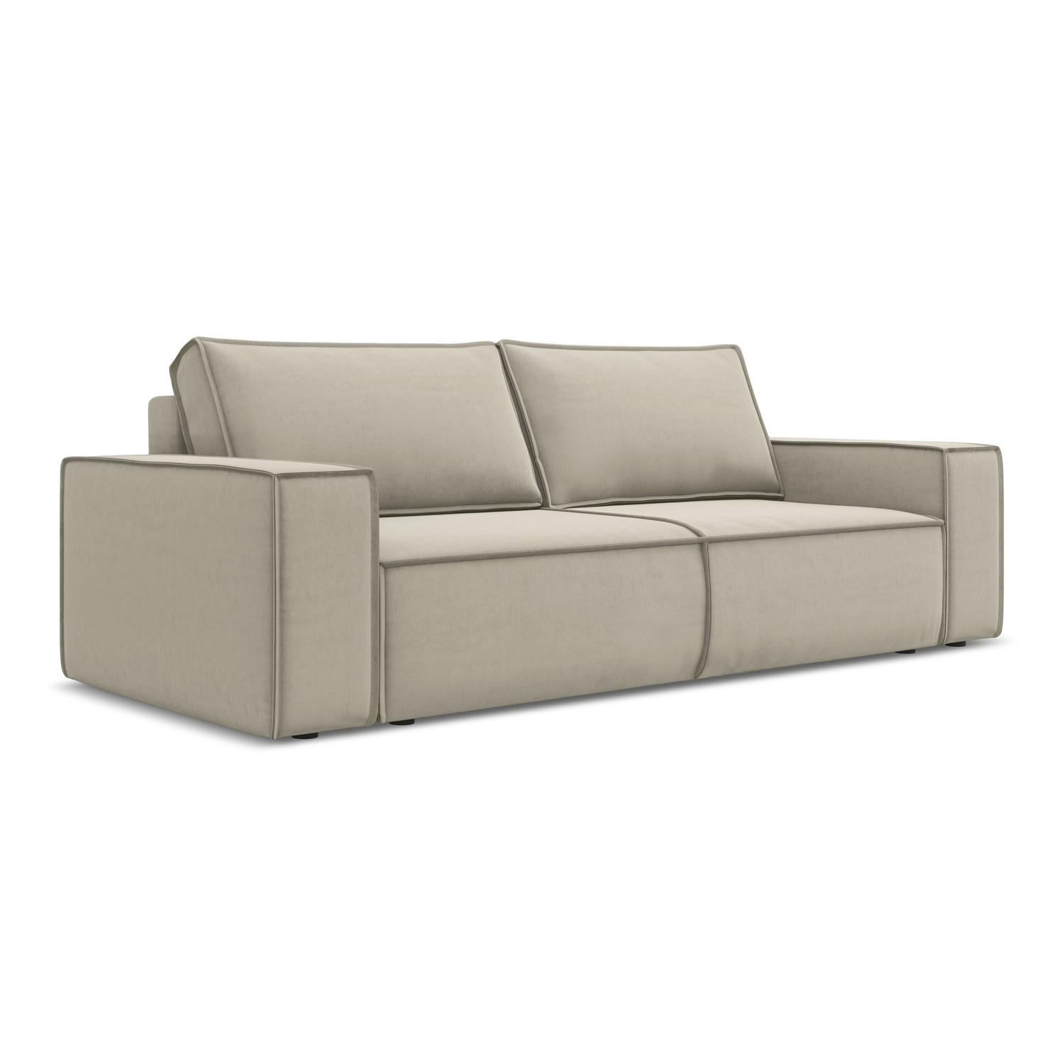 3-SITZER SOFA mit Schlaffunktion Samt Stoff Creme - Perlmutt/Creme, Kunststoff/Textil (255/85/105cm) - LaMiaSofa