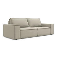 3-SITZER SOFA mit Schlaffunktion Samt Stoff Creme - Perlmutt/Creme, Kunststoff/Textil (255/85/105cm) - LaMiaSofa