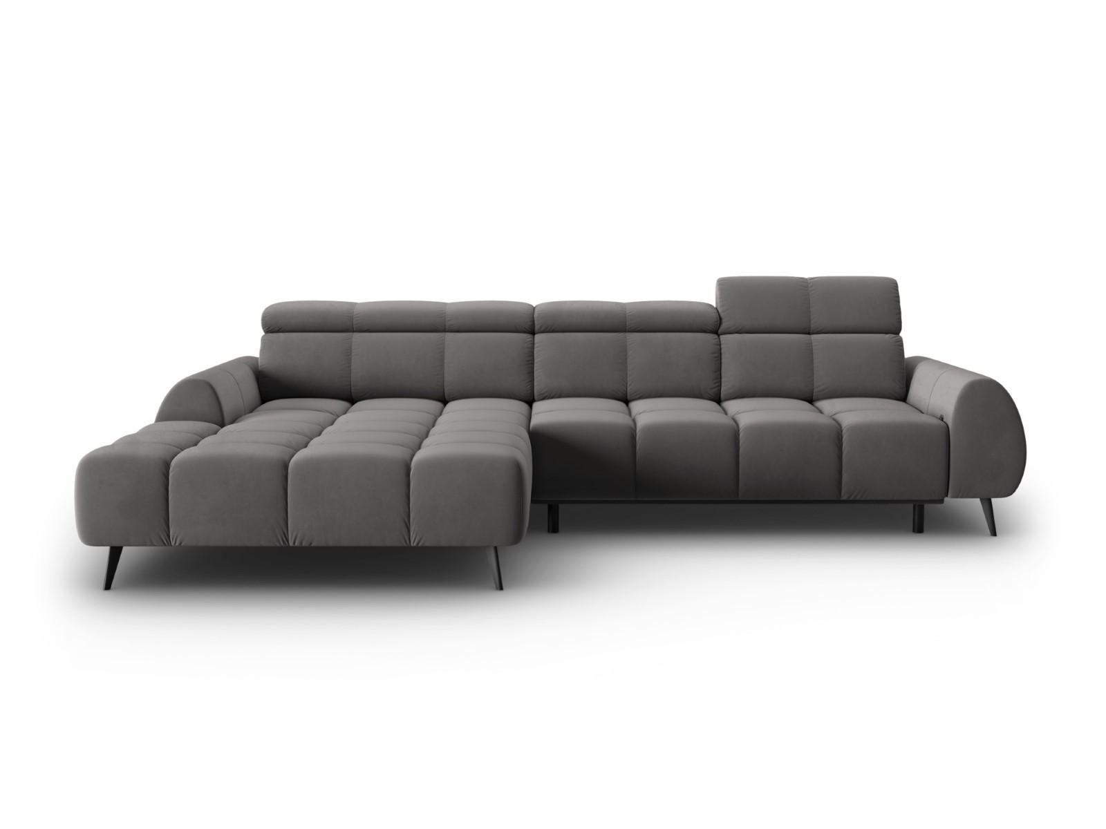 ELEKTRISCHES-ECKSOFA links Alyse aus Samt hellgrau 5 Sitzplätze - Hellgrau, Textil (188/295cm) - Micadoni