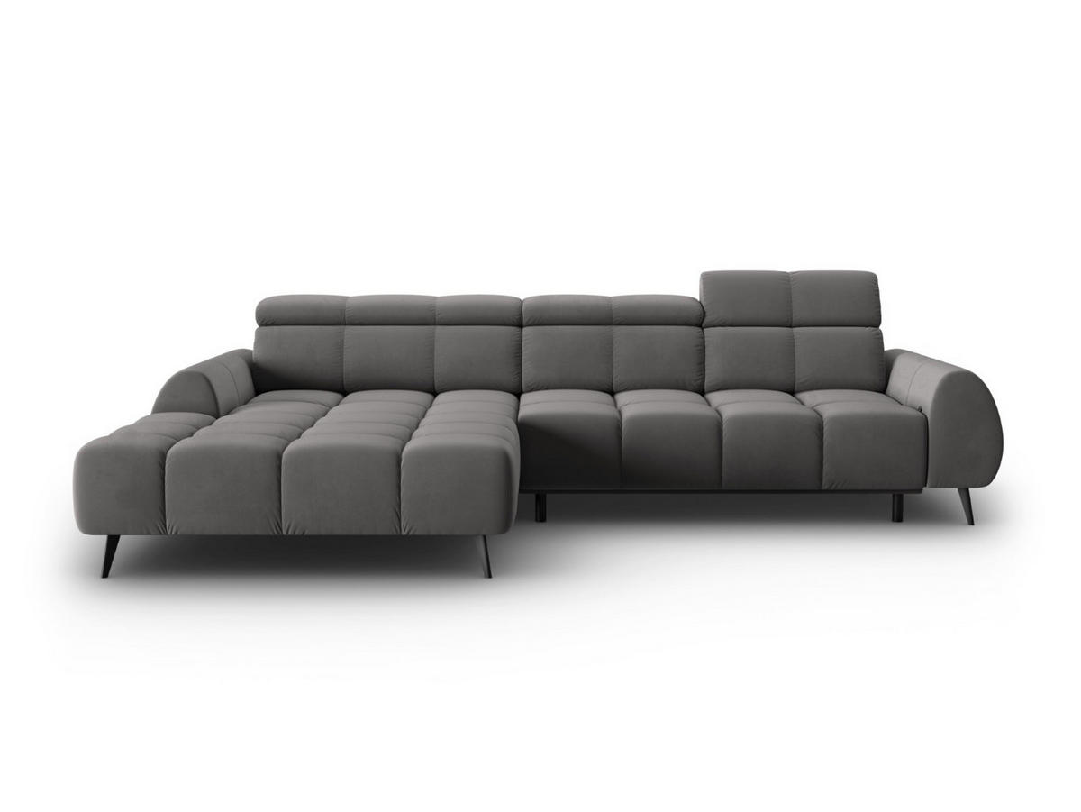 ELEKTRISCHES-ECKSOFA links Alyse aus Samt hellgrau 5 Sitzplätze - Hellgrau, Textil (188/295cm) - Micadoni