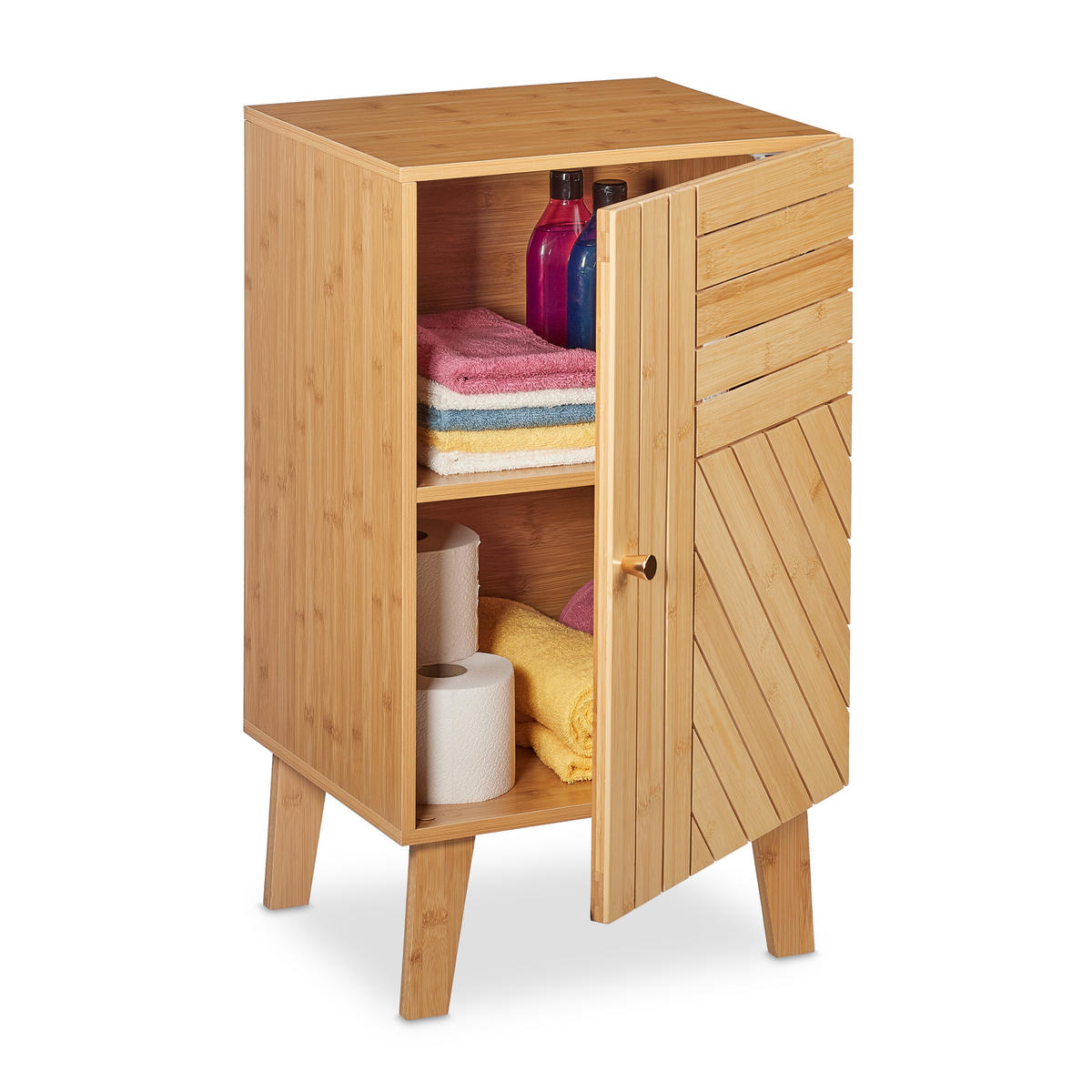 BAMBUS-BADSCHRANK - Hellbraun, Holz/Holzwerkstoff (40/70/37cm) - Relaxdays
