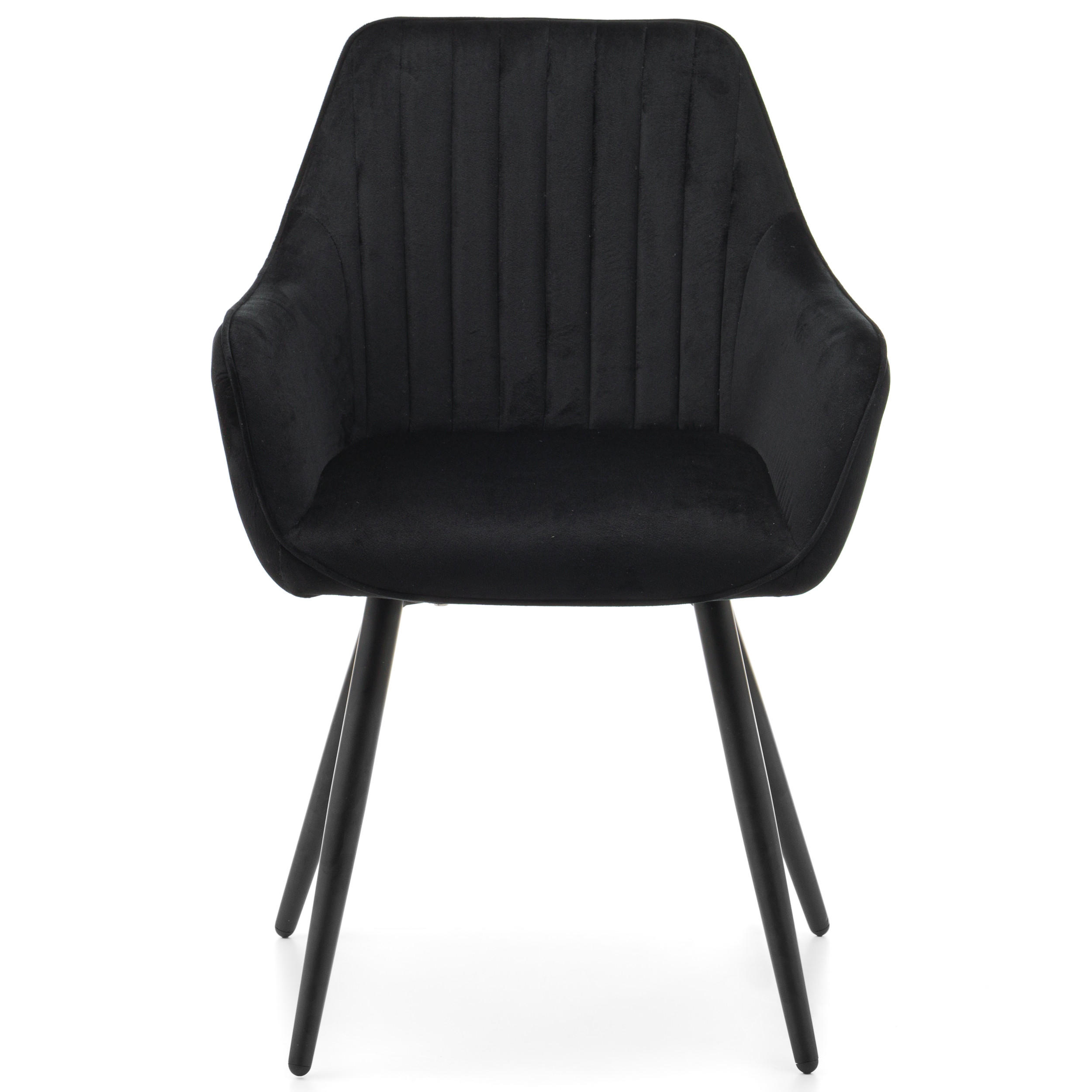 STUHL PASSO gepolstert mit Steppung - schwarz - Samt Velours - Schwarz, Textil/Metall (58/87/60cm) - NEW HOME