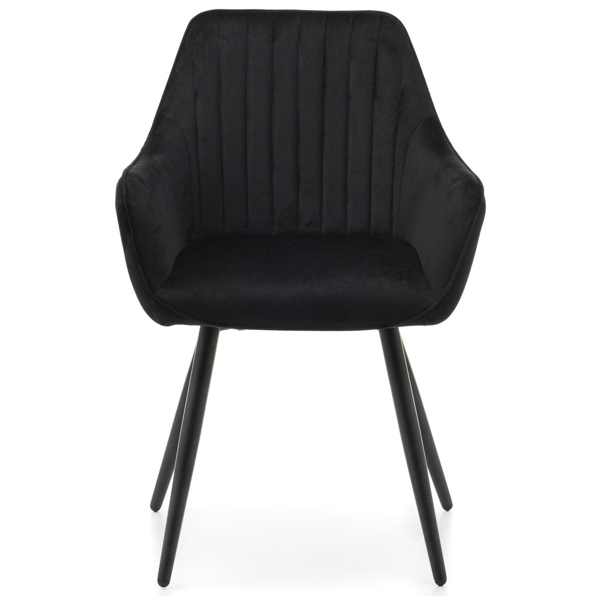 STUHL PASSO gepolstert mit Steppung - schwarz - Samt Velours - Schwarz, Textil/Metall (58/87/60cm) - NEW HOME
