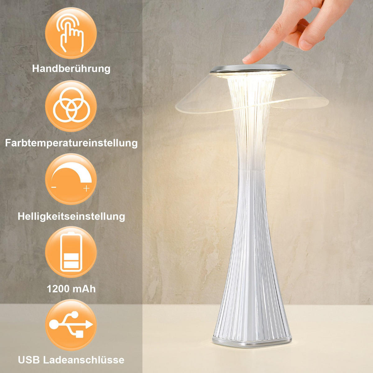 TISCHLEUCHTE BYRD 15.1/27.4/15.1 cm - Weiß, Kunststoff (15.1/15.1/27.4cm) - ZMH