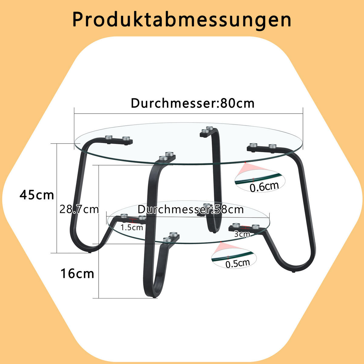 COUCHTISCH in 80/80/45 cm Schwarz aus Metall mit 2 Ebenen - Schwarz, Metall (80/80/45cm) - OKMYHOME