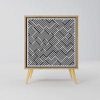 SIDEBOARD TEMPORARY SEQUENCE, Eichefarben, 57,5x42x75,5 cm, Goldfarbene Metallfüße - Eichefarben/Goldfarben, Holzwerkstoff/Metall (57.5/75.5/42cm) - SpaceRebels