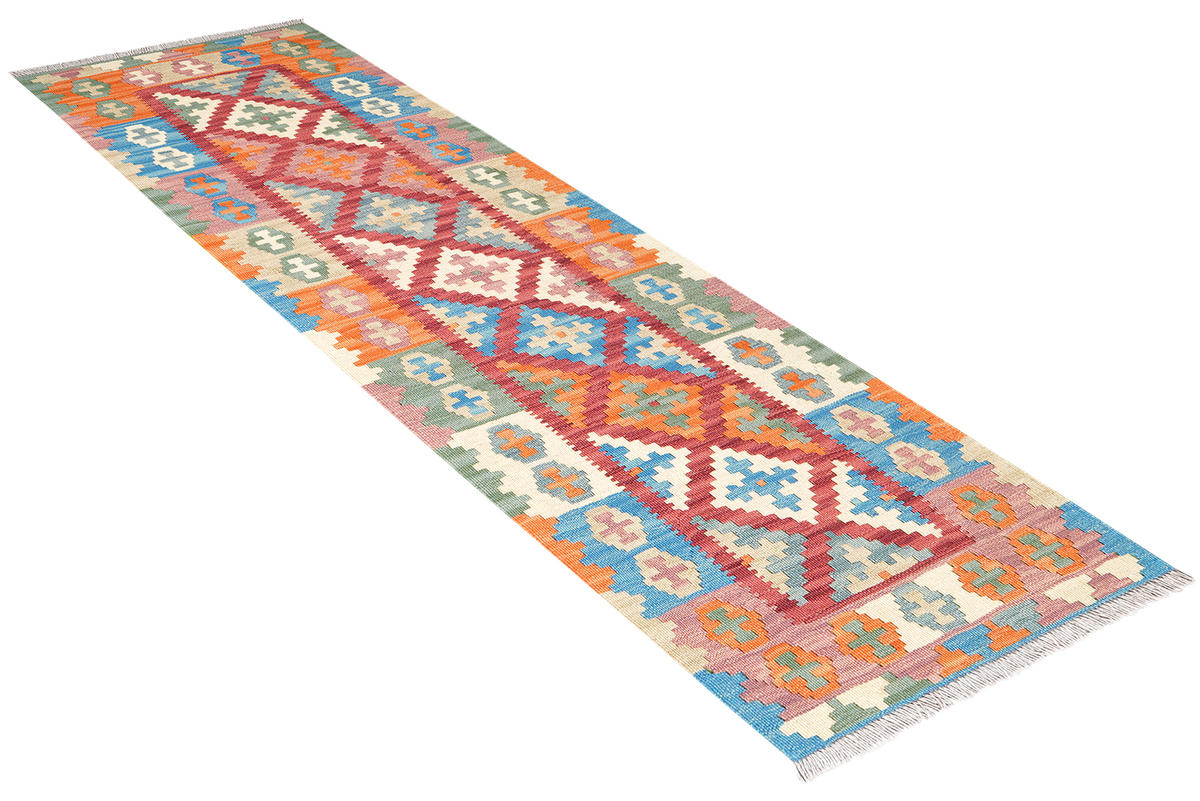 LÄUFER Gashgai Kelim Rot, Bunt 193/64 cm Schurwolle - Multicolor, Textil (64/193cm) - Looma