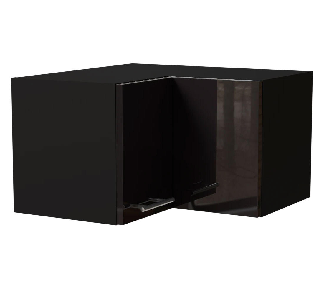 ECKHÄNGESCHRANK Essen W12/60/36 Schwarz Hochglanz / Schwarz Matt 60 / 60 / 36cm - Schwarz Hochglanz/Schwarz, Holz/Holzwerkstoff (60/36/60cm) - Feldmann-Wohnen