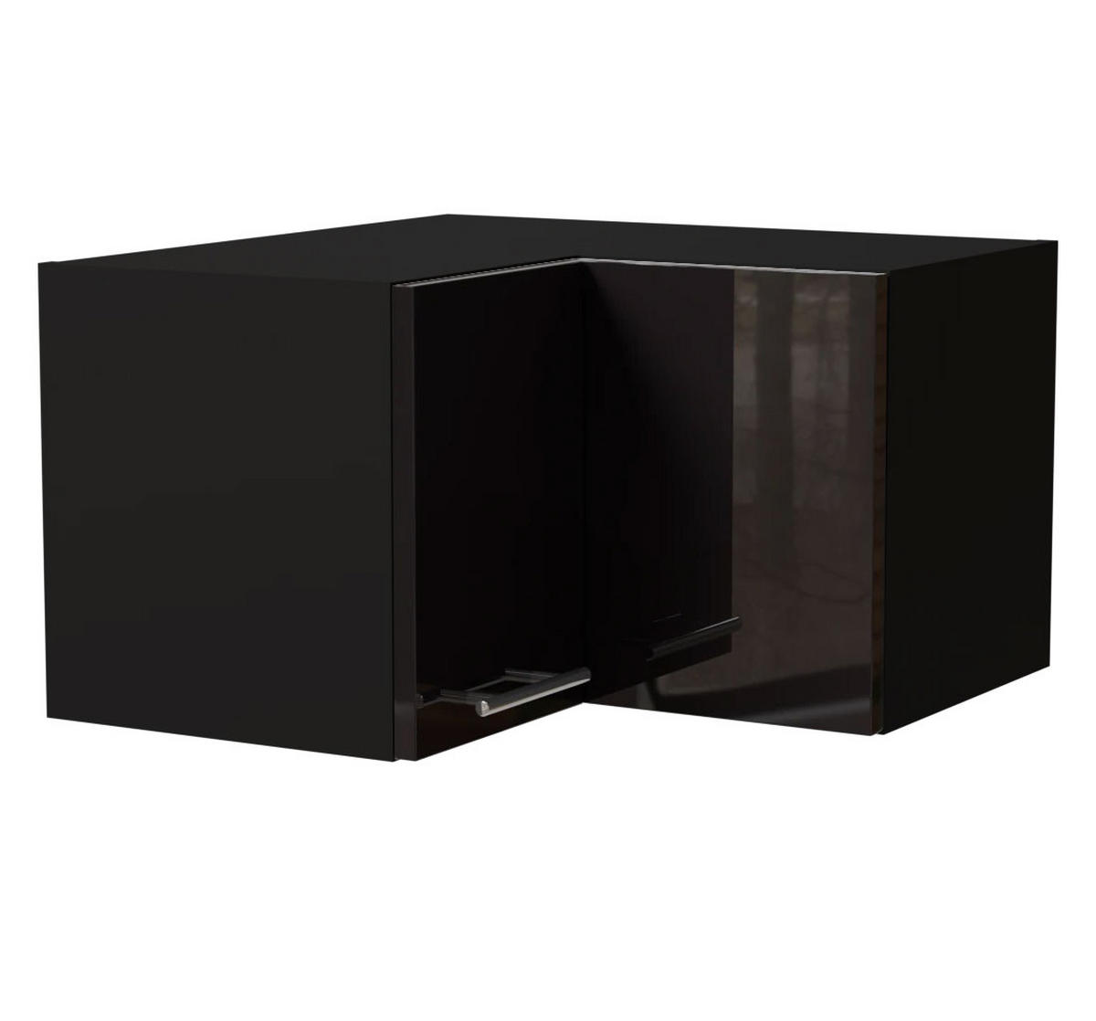 ECKHÄNGESCHRANK Essen W12/60/36 Schwarz Hochglanz / Schwarz Matt 60 / 60 / 36cm - Schwarz Hochglanz/Schwarz, Holz/Holzwerkstoff (60/36/60cm) - Feldmann-Wohnen