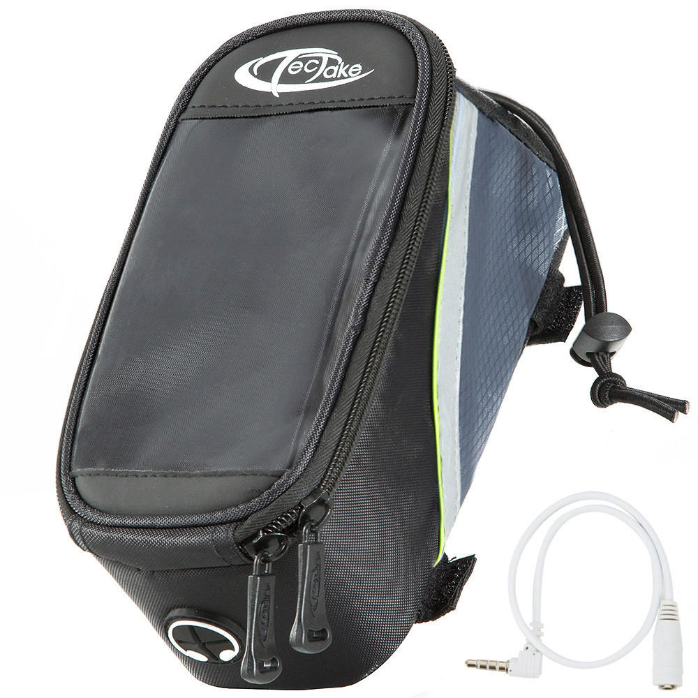 tectake Fahrradtasche, Schwarz, Grau, Grün 9.5x10x20 cm