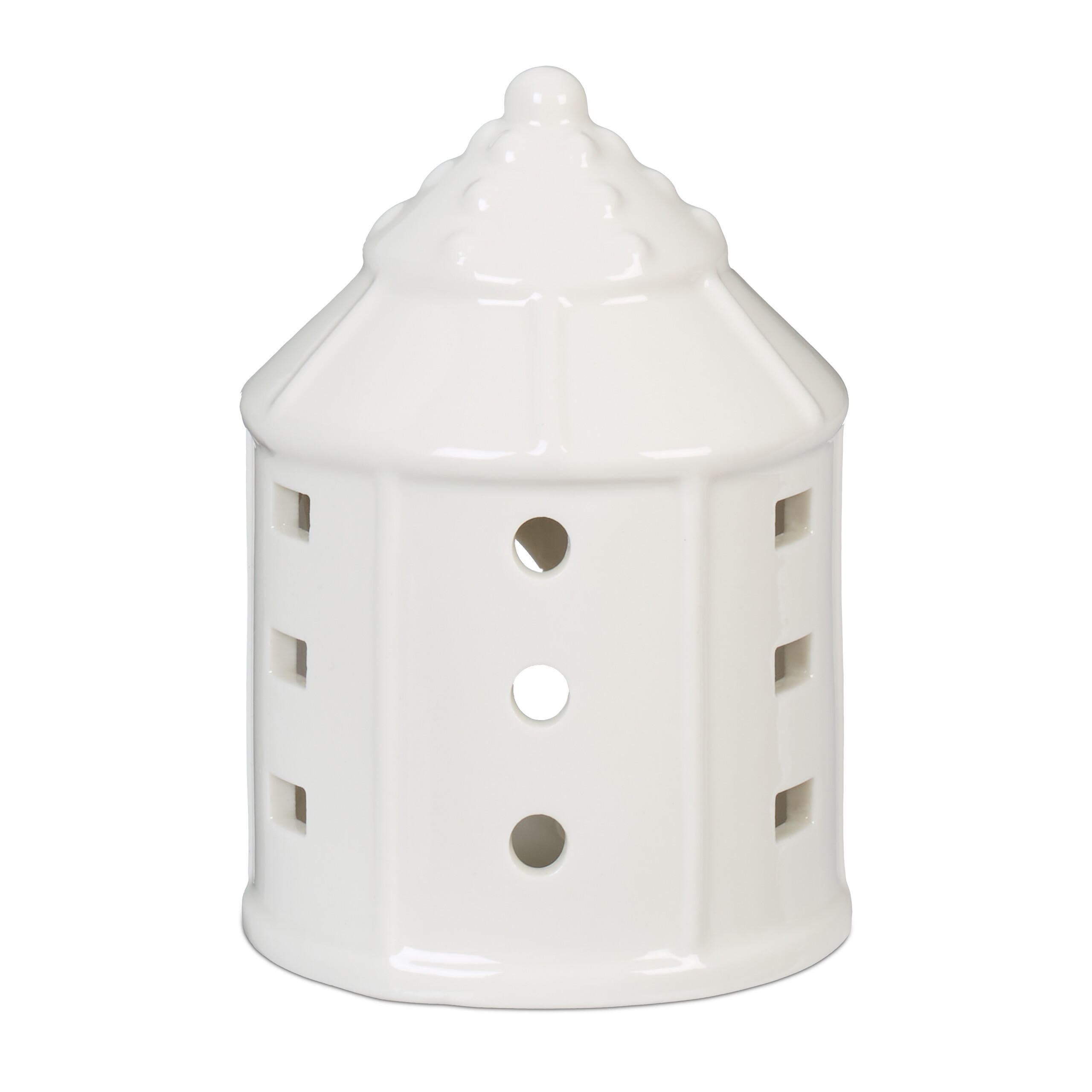 TEELICHTHAUS - Weiß, Keramik (10.5cm) - Relaxdays