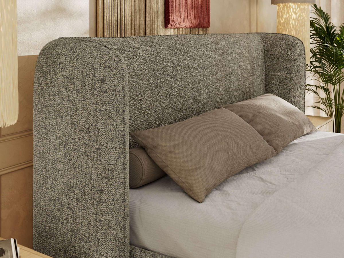 POLSTERBETT EMORA CLASSIC 160/200 - Grau Strukture - Pocket-Matratze - Grau, Textil (160/200cm) - MKS