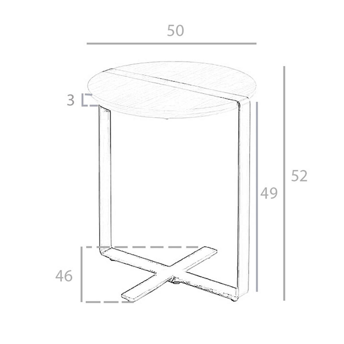 ECKTISCH Runder Nussbaum und schwarzer Stahl Ø50/52 cm - Nussbaumfarben/Walnussfarben, Holz/Holzwerkstoff (50/50/52cm) - ANGEL CERDA