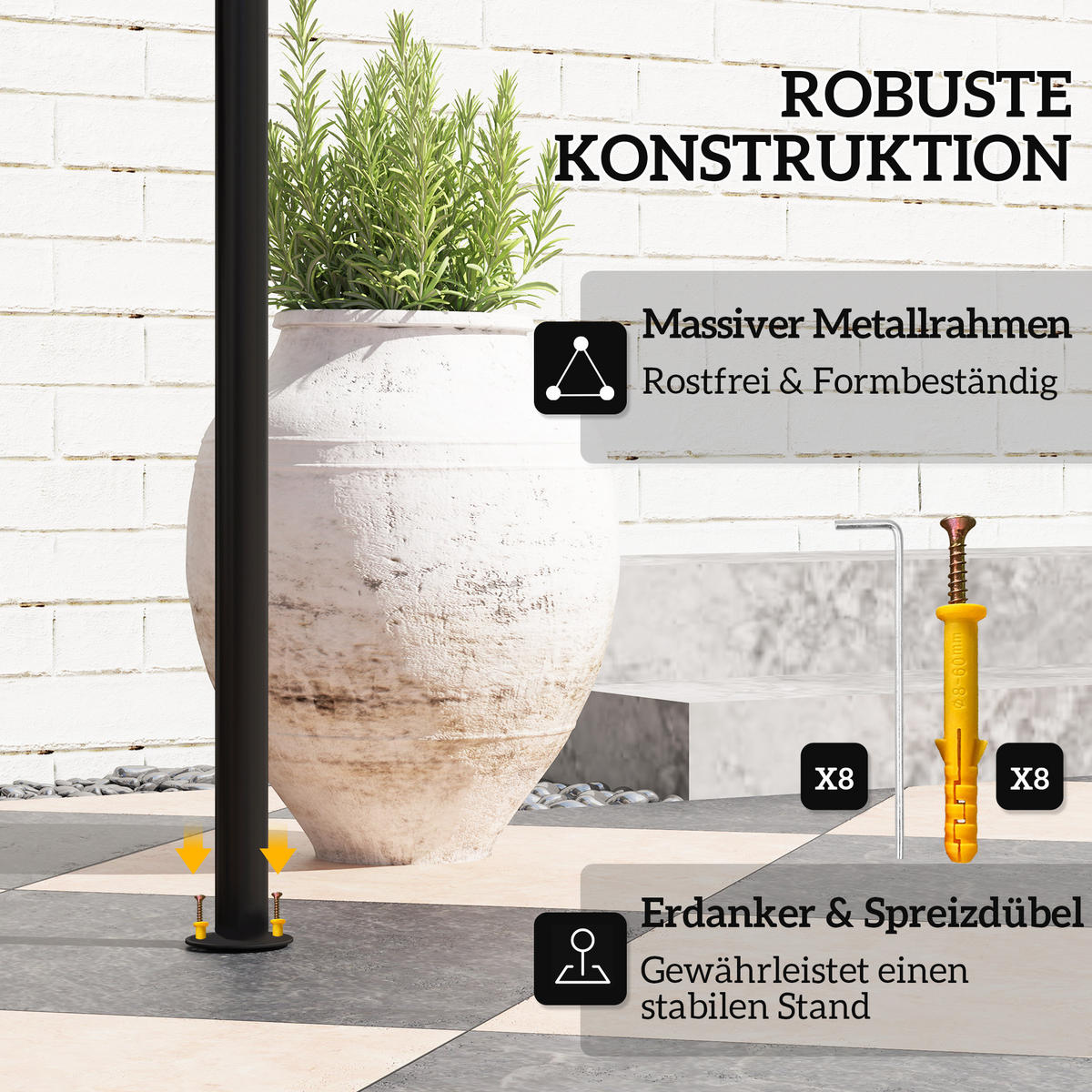 GRILLPAVILLON 242x232x248 cm wasserabweisend flammhemmend Gartenpavillon mit Doppelschichtdach Grau - Grau, Metall (242/248/232cm)