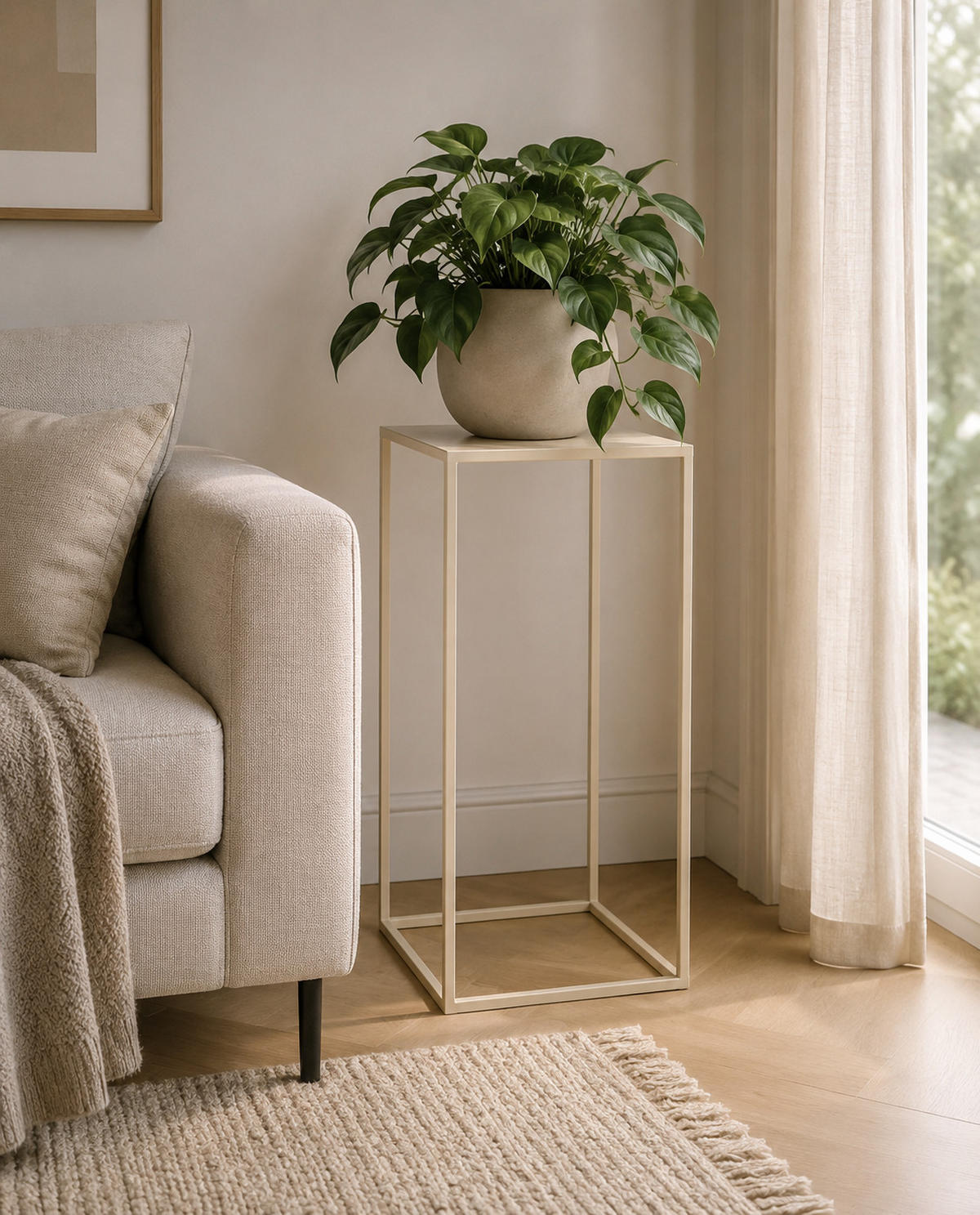 BLUMENTISCH Square - Beige, Metall (36/36/70cm) - LOFT42